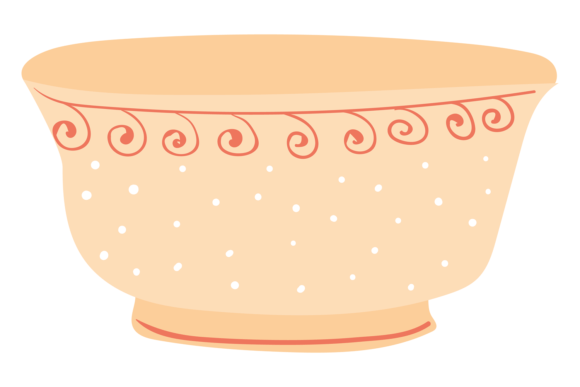 Ceramic Bowl Icon: Hand Drawn Decorative Design