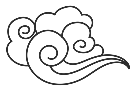 Cloud Decorative Element in Japanese Ink