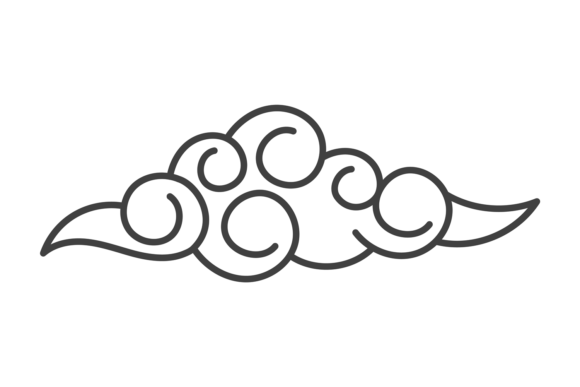 Cloud in Chinese Line Style. Decorative: The Enduring Appeal of Minimalist Vector Art