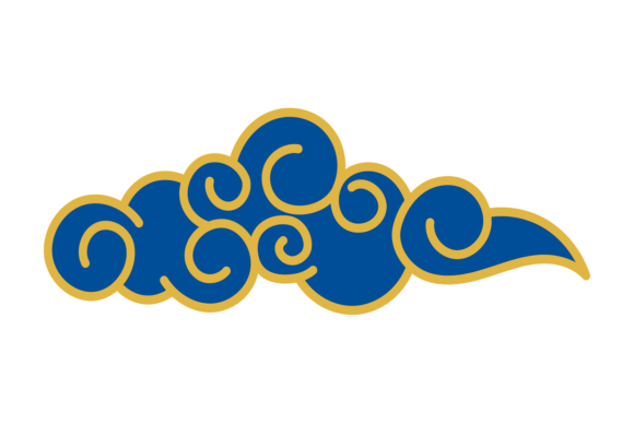 Cloud in Decorative Oriental Style. Blue