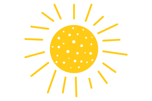 Cute Decorative Sun: Yellow Rays. Warmth.