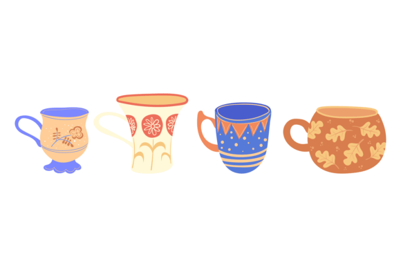 Decorative Ceramic Cups. Cozy Cute Scand