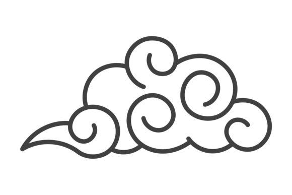 Decorative Cloud in Oriental Style: Black Line Icon