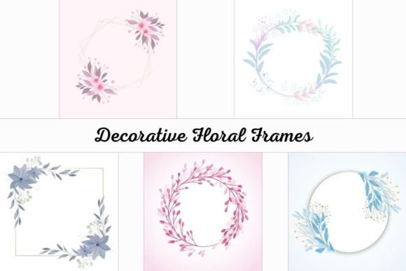 Decorative Floral Frames Set