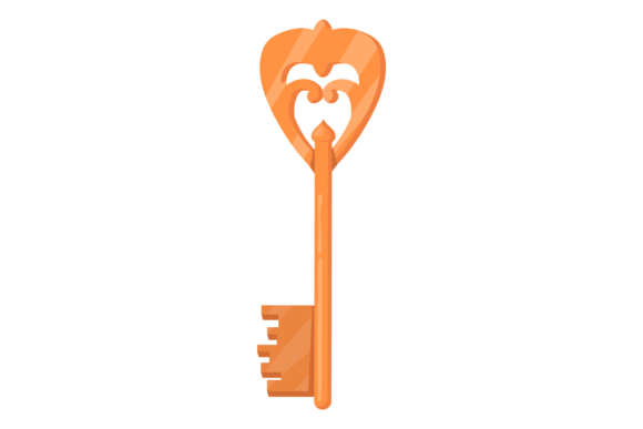 Decorative Metal Key. Shiny Ornate Carto