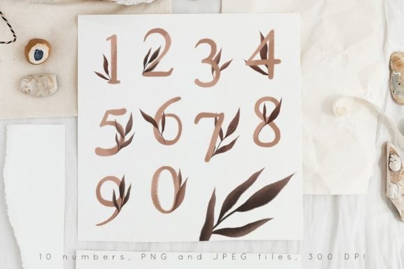 Decorative Numbers with Leaves