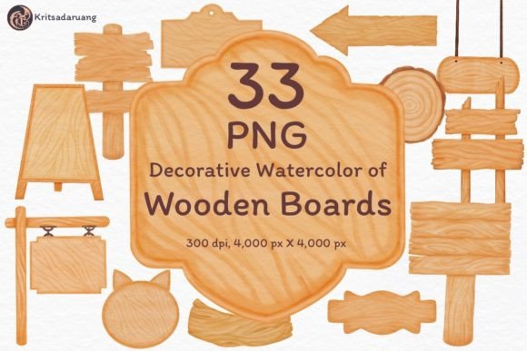 Decorative Watercolor of Wooden Boards