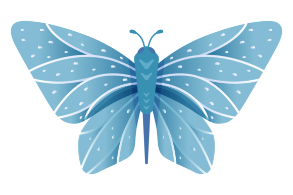 Delicate Blue Wings Insect. Decorative P