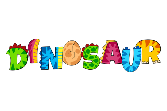 Dinosaur Word in Decorative Cartoon Style
