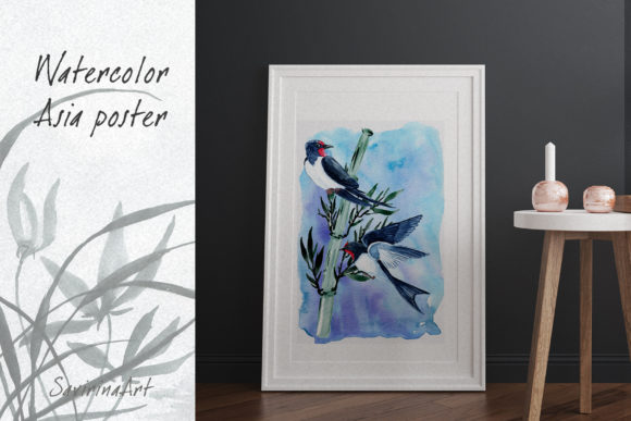 Elevate Your Creative Projects with Hand-Painted Decorative Watercolor Plants, Birds, and Asian Clipart