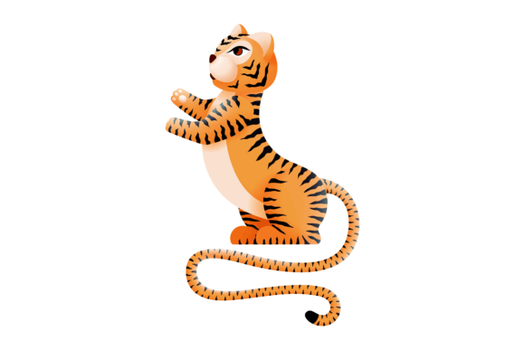 Playful Tiger. Cute Decorative Wild Cat