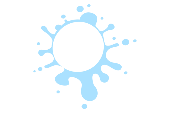 Round Paint Stain. Decorative Blue Splat