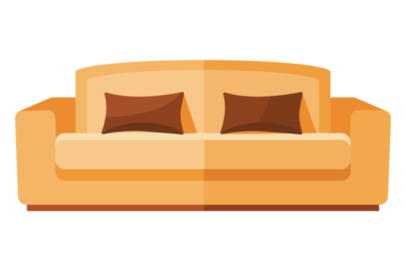 The Art of the Couch with Decorative Cushions: Relaxation Home Space Icon Isolated on White Background